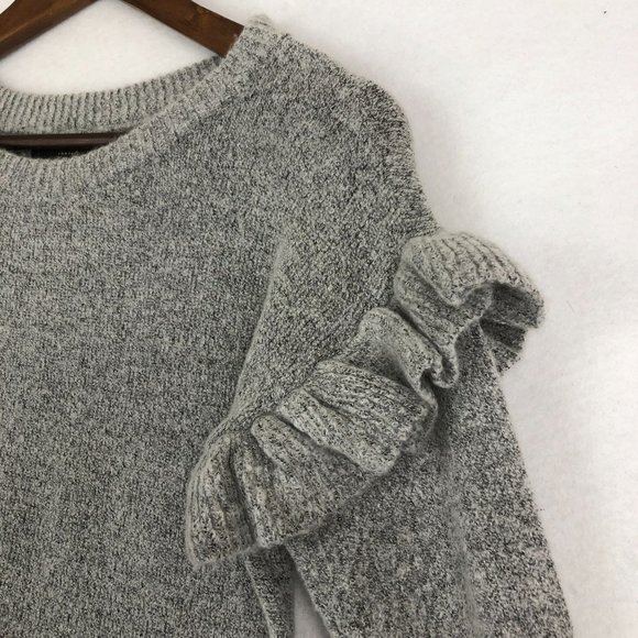 Romeo + Juliet Couture Women's Size Small Grey Knit Ruffle Sweater Mini Dress - Picture 4 of 10